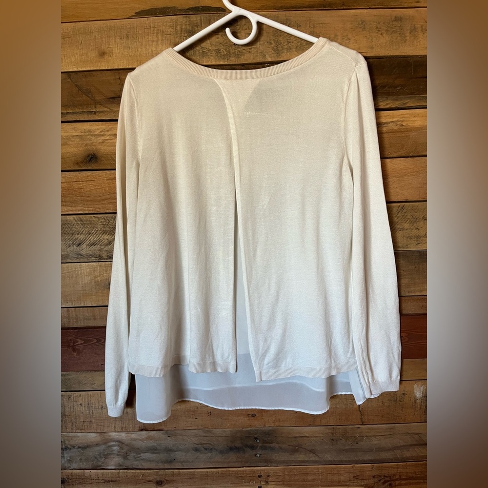 H&M Cream Sheer Hem Sweater Blouse - Picture 4 of 5